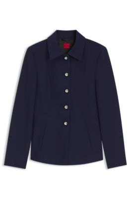 Regular-fit blazer with peplum hem, Blue