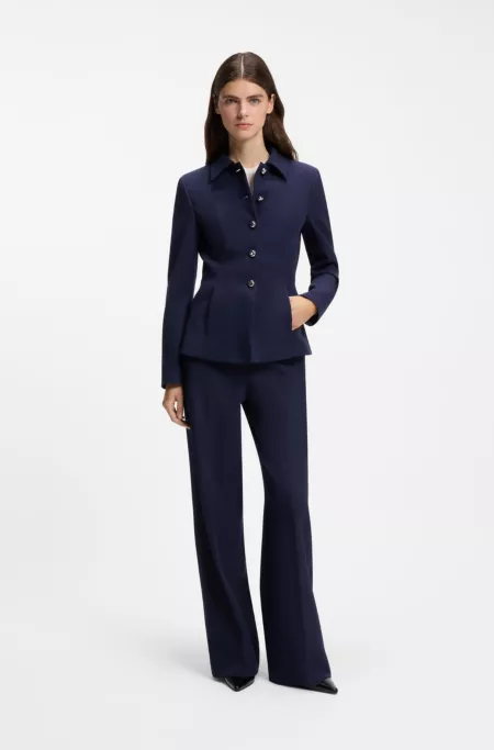 Regular-fit blazer with peplum hem