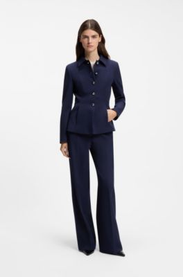 Regular-fit blazer with peplum hem, Blue
