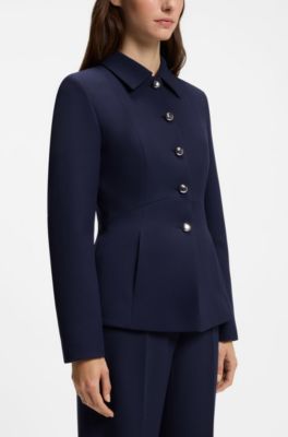 Regular-fit blazer with peplum hem, Blue