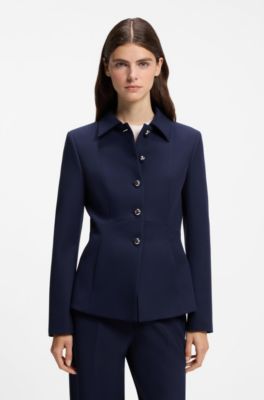 Regular-fit blazer with peplum hem, Blue