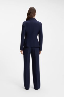 Regular-fit blazer with peplum hem, Blue