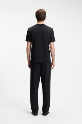 Camiseta de punto de algod&oacute;n con ilustraci&oacute;n animal, Negro