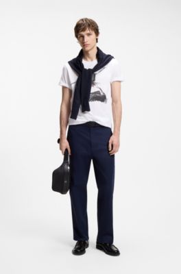 Camiseta de punto de algod&oacute;n con ilustraci&oacute;n animal, Blanco