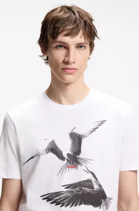 Cotton-jersey T-shirt with animal artwork