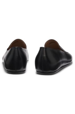 Mocassins en cuir lisse fabriqu&eacute;s au Portugal, Noir