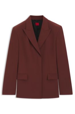 Relaxed-fit blazer in stretch fabric, Brown