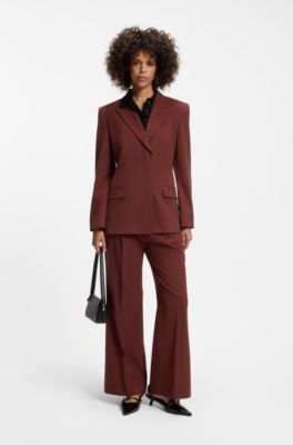 Blazer relaxed fit en tejido el&aacute;stico, Desbordamiento marr&oacute;n