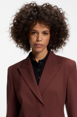 Relaxed-fit blazer in stretch fabric, Brown