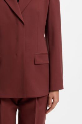 Blazer relaxed fit en tejido el&aacute;stico, Desbordamiento marr&oacute;n