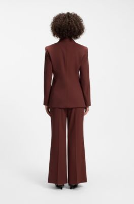 Relaxed-fit blazer in stretch fabric, Brown