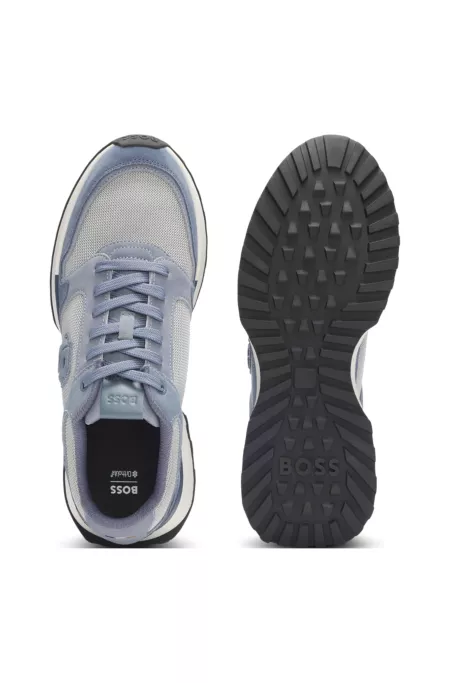 Suede-trim trainers with Double B monogram