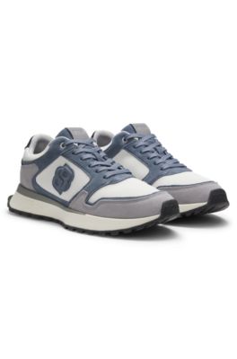 Baskets avec finitions en cuir su&eacute;d&eacute; et monogramme Double&nbsp;B, bleu clair