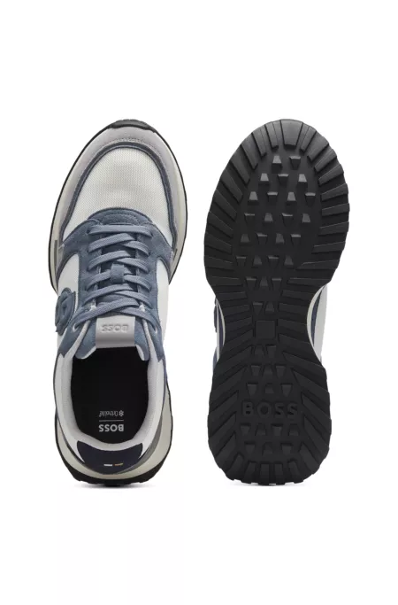 Suede-trim trainers with Double B monogram