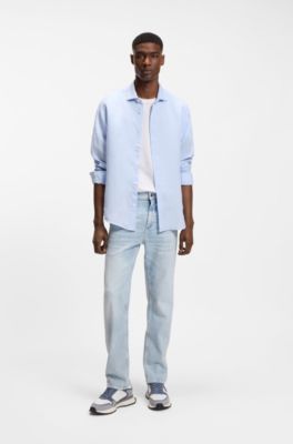 Deportivas con ribete de ante y monograma Double&nbsp;B, Celeste