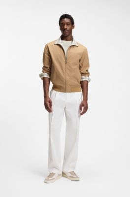 Water-repellent jacket with checkered collar, Beige