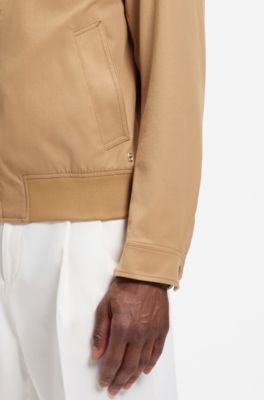 Water-repellent jacket with checkered collar, Beige