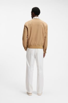 Water-repellent jacket with checkered collar, Beige