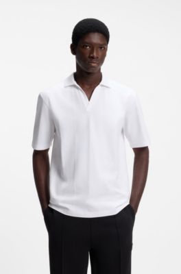 Polo relaxed fit de algod&oacute;n transpirable, Blanco