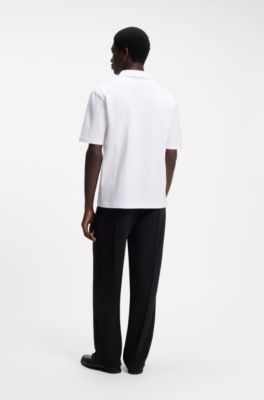 Polo relaxed fit de algod&oacute;n transpirable, Blanco