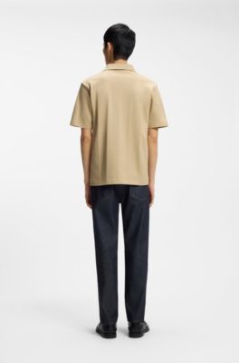 Relaxed-fit polo in breathable cotton, Beige