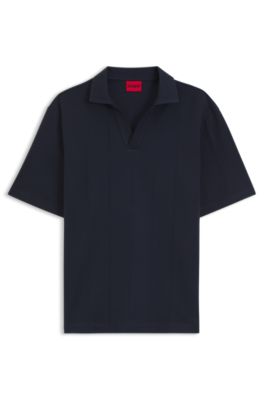 Relaxed-fit polo in breathable cotton, Dark Blue
