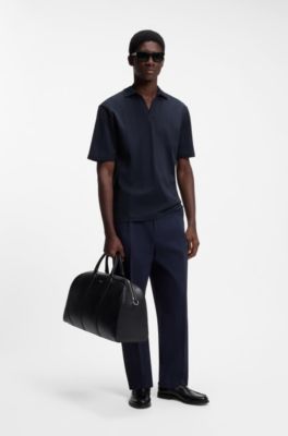 Polo relaxed fit de algod&oacute;n transpirable, Azul oscuro
