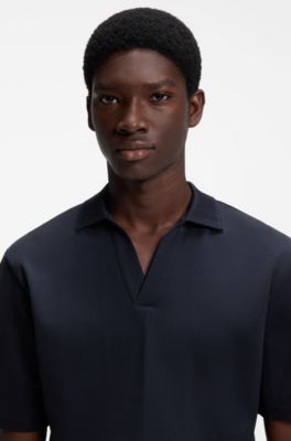 Polo relaxed fit de algod&oacute;n transpirable, Azul oscuro