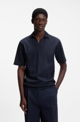 Polo relaxed fit de algod&oacute;n transpirable, Azul oscuro