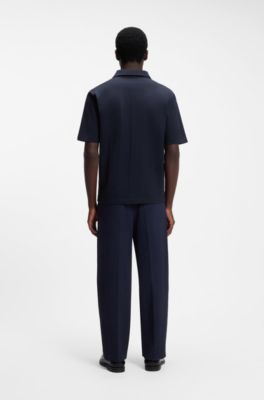Polo relaxed fit de algod&oacute;n transpirable, Azul oscuro