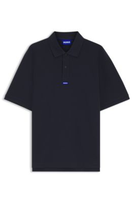 Polo de piqu&eacute; de algod&oacute;n con insignia de logo azul, Azul oscuro