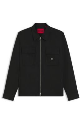 Oversized-fit shirt with zipper closure, Black