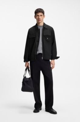 Oversized-fit shirt with zipper closure, Black