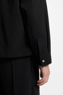 Oversized-fit shirt with zipper closure, Black