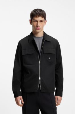 Oversized-fit shirt with zipper closure, Black