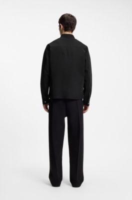 Oversized-fit shirt with zipper closure, Black