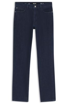 Regular-fit kick flare jeans in stretch denim, Dark Blue