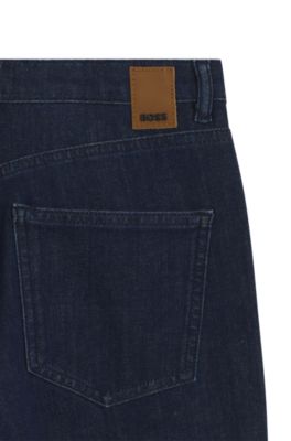 Vaqueros regular fit tobilleros de campana en tejido vaquero el&aacute;stico, Azul oscuro