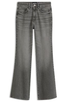 Vaqueros flared fit en denim el&aacute;stico con efecto marmoleado, Gris