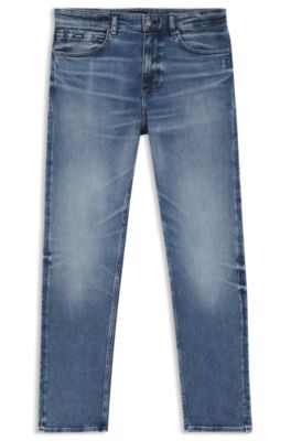 Straight-leg jeans in a stretch cotton blend, Turquoise