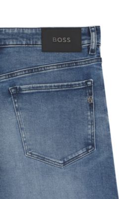 Straight-leg jeans in a stretch cotton blend, Turquoise