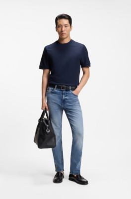 Straight-leg jeans in a stretch cotton blend, Turquoise