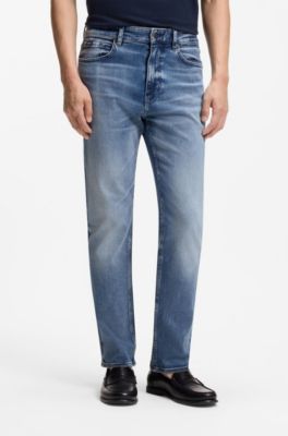 Straight-leg jeans in a stretch cotton blend, Turquoise