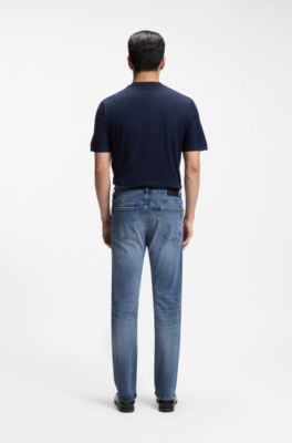 Straight-leg jeans in a stretch cotton blend, Turquoise