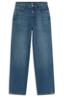 Vaqueros boyfriend fit en algod&oacute;n color &iacute;ndigo, Celeste