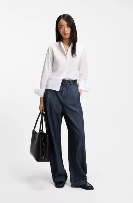 Relaxed-fit jeans in textured open-weave denim