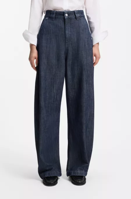 Relaxed-fit jeans in textured open-weave denim