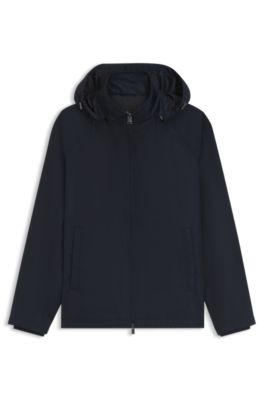 Chaqueta regular fit con capucha y acabado repelente al agua, Azul oscuro