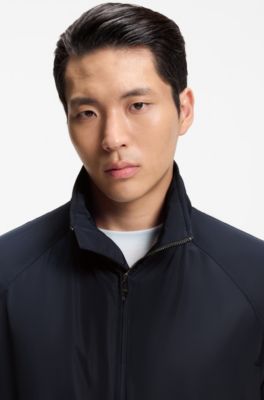 Regular-fit hooded jacket with water-repellent finish, Dark Blue