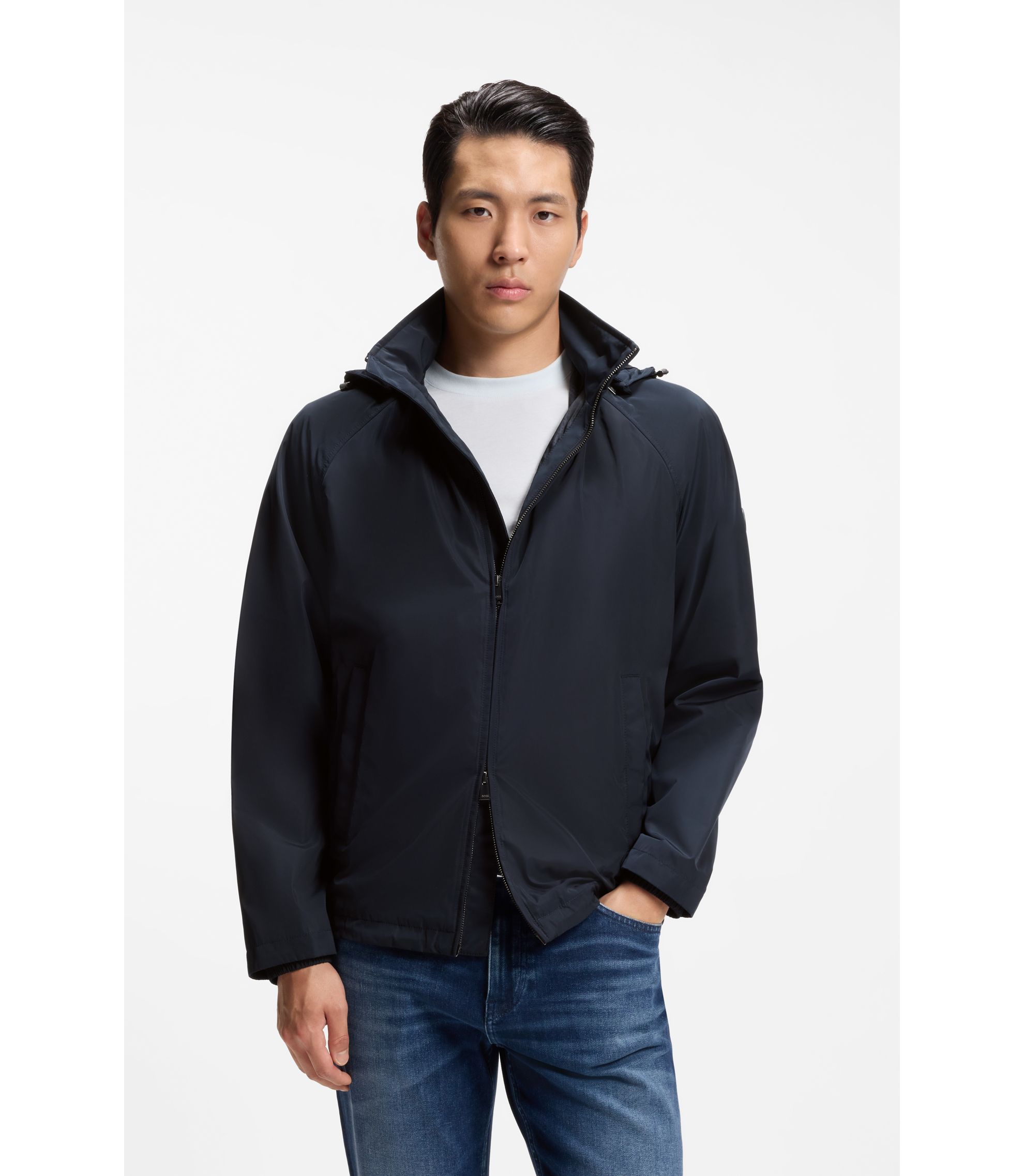 BOSS - Regular-fit hooded jacket with water-repellent finish 